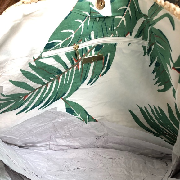 INC Summer Straw Tote Palm Leaves - Picture 5 of 6
